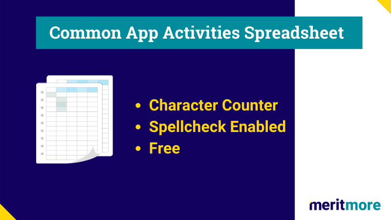 Common App Activities Worksheet Track Character Counts And Spellcheck Admissions Tools For Parents By Parents